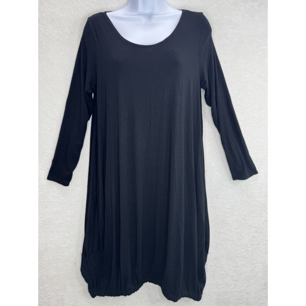 NOBLU Women's Lagenlook Black Balloon Hem Dress Size Small